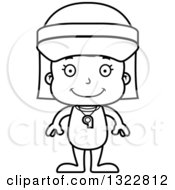 Poster, Art Print Of Cartoon Black And White Happy Girl Lifeguard