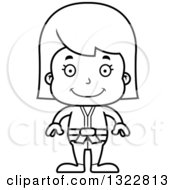 Poster, Art Print Of Cartoon Black And White Happy Karate Girl