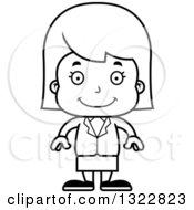 Poster, Art Print Of Cartoon Black And White Happy Business Girl
