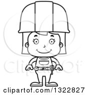 Poster, Art Print Of Cartoon Black And White Happy Girl Construction Worker