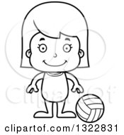 Poster, Art Print Of Cartoon Black And White Happy Girl Beach Volleyball Player