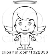 Poster, Art Print Of Cartoon Black And White Happy Girl Angel