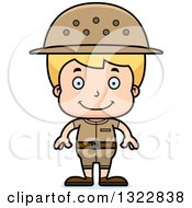 Clipart Of A Cartoon Happy Blond White Boy Zookeeper Royalty Free Vector Illustration