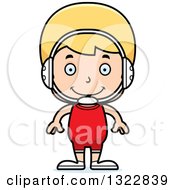 Clipart Of A Cartoon Happy Blond White Boy Wrestler Royalty Free Vector Illustration