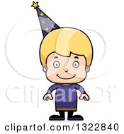 Poster, Art Print Of Cartoon Happy Blond White Boy Wizard