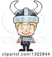 Poster, Art Print Of Cartoon Happy Blond White Boy Viking