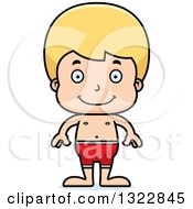 Poster, Art Print Of Cartoon Happy Blond White Boy Swimmer