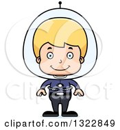 Poster, Art Print Of Cartoon Happy Blond White Futuristic Space Boy