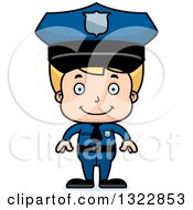 Poster, Art Print Of Cartoon Happy Blond White Boy Police Officer
