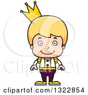 Clipart Of A Cartoon Happy Blond White Boy Prince Royalty Free Vector Illustration