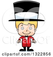 Poster, Art Print Of Cartoon Happy Blond White Boy Circus Ringmaster