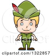 Clipart Of A Cartoon Happy Blond White Boy Robin Hood Royalty Free Vector Illustration
