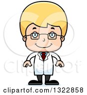 Poster, Art Print Of Cartoon Happy Blond White Boy Scientist