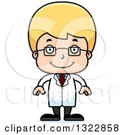 Clipart Of A Cartoon Happy Blond White Boy Scientist Royalty Free Vector Illustration