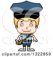 Clipart Of A Cartoon Happy Blond White Boy Mailman Royalty Free Vector Illustration