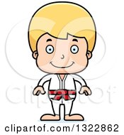 Poster, Art Print Of Cartoon Happy Blond White Karate Boy