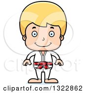 Clipart Of A Cartoon Happy Blond White Karate Boy Royalty Free Vector Illustration