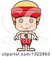Poster, Art Print Of Cartoon Happy Blond White Boy Lifeguard