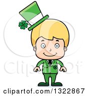 Poster, Art Print Of Cartoon Happy Blond White Irish St Patricks Day Boy