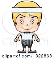 Poster, Art Print Of Cartoon Happy Blond White Fitness Boy