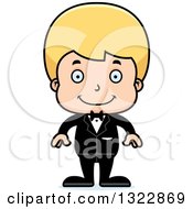 Poster, Art Print Of Cartoon Happy Blond White Boy Groom
