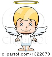 Poster, Art Print Of Cartoon Happy Blond White Boy Angel