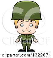 Poster, Art Print Of Cartoon Happy Blond White Boy Soldier