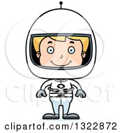 Poster, Art Print Of Cartoon Happy Blond White Boy Astronaut