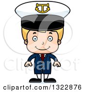 Poster, Art Print Of Cartoon Happy Blond White Boy Captain