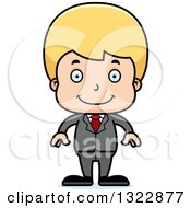 Poster, Art Print Of Cartoon Happy Blond White Boy Businessman