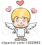 Clipart Of A Cartoon Happy Blond White Boy Cupid Royalty Free Vector Illustration