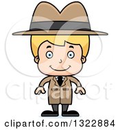 Poster, Art Print Of Cartoon Happy Blond White Boy Detective