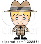 Clipart Of A Cartoon Happy Blond White Boy Detective Royalty Free Vector Illustration