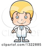 Poster, Art Print Of Cartoon Happy Blond White Boy Doctor