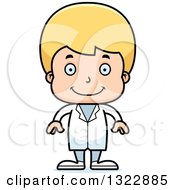 Clipart Of A Cartoon Happy Blond White Boy Doctor Royalty Free Vector Illustration