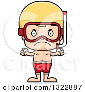 Clipart Of A Cartoon Mad Blond White Boy In Snorkel Gear Royalty Free Vector Illustration