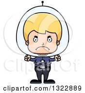 Clipart Of A Cartoon Mad Blond White Futuristic Space Boy Royalty Free Vector Illustration