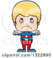 Clipart Of A Cartoon Mad Blond White Boy Super Hero Royalty Free Vector Illustration