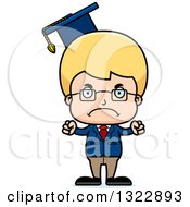 Clipart Of A Cartoon Mad Blond White Boy Professor Royalty Free Vector Illustration