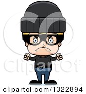 Clipart Of A Cartoon Mad Blond White Boy Robber Royalty Free Vector Illustration