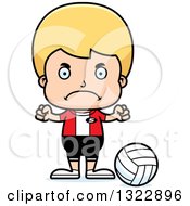 Poster, Art Print Of Cartoon Mad Blond White Boy Volleyball Player