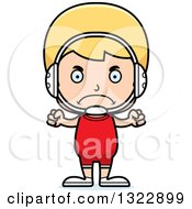 Clipart Of A Cartoon Mad Blond White Boy Wrestler Royalty Free Vector Illustration