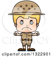 Clipart Of A Cartoon Mad Blond White Boy Zookeeper Royalty Free Vector Illustration