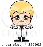 Poster, Art Print Of Cartoon Mad Blond White Boy Scientist