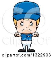 Poster, Art Print Of Cartoon Mad Blond White Boy Baseball Player