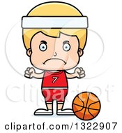 Poster, Art Print Of Cartoon Mad Blond White Boy Basketball Player
