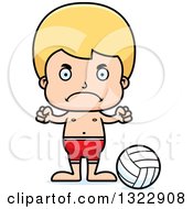 Poster, Art Print Of Cartoon Mad Blond White Boy Beach Volleyball Player