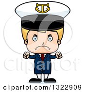 Clipart Of A Cartoon Mad Blond White Boy Captain Royalty Free Vector Illustration