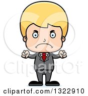 Poster, Art Print Of Cartoon Mad Blond White Boy Businessman