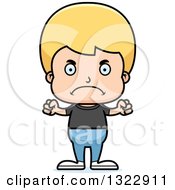 Clipart Of A Cartoon Mad Blond White Casual Boy Royalty Free Vector Illustration
